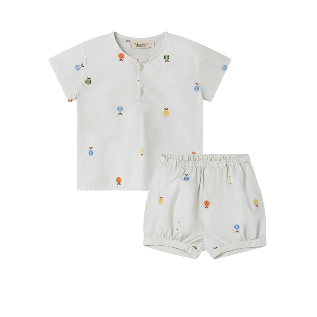 MARMAR COPENHAGEN WHITE FRUIT EMBROIDERED SHORTS SET