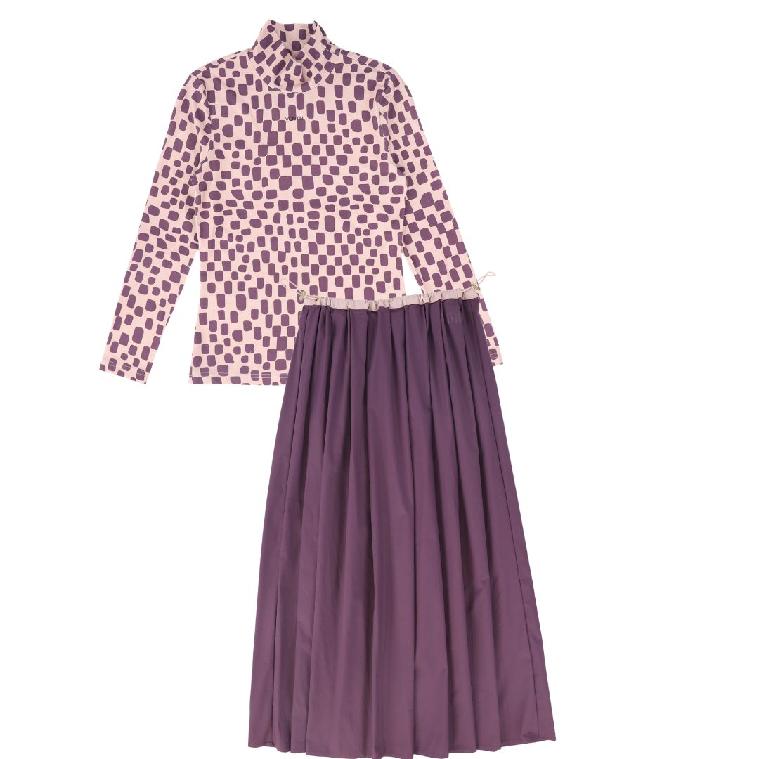 VALENTINA PURPLE PRINT TURTLENECK SET