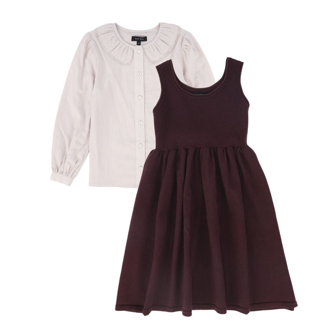 BAMBOO BURGUNDY FLARE KNIT JUMPER SET