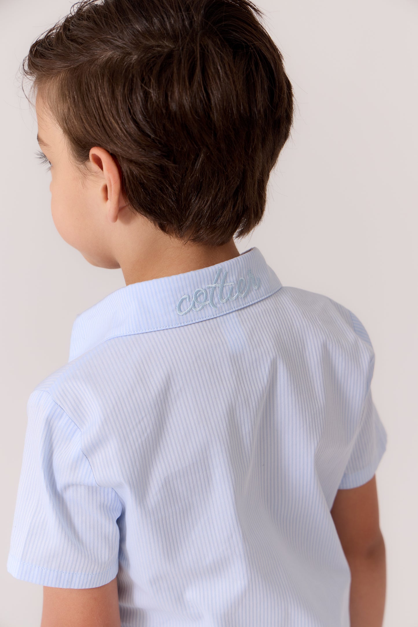 COTTIER PALE BLUE PINSTRIPE BUTTON SHIRT