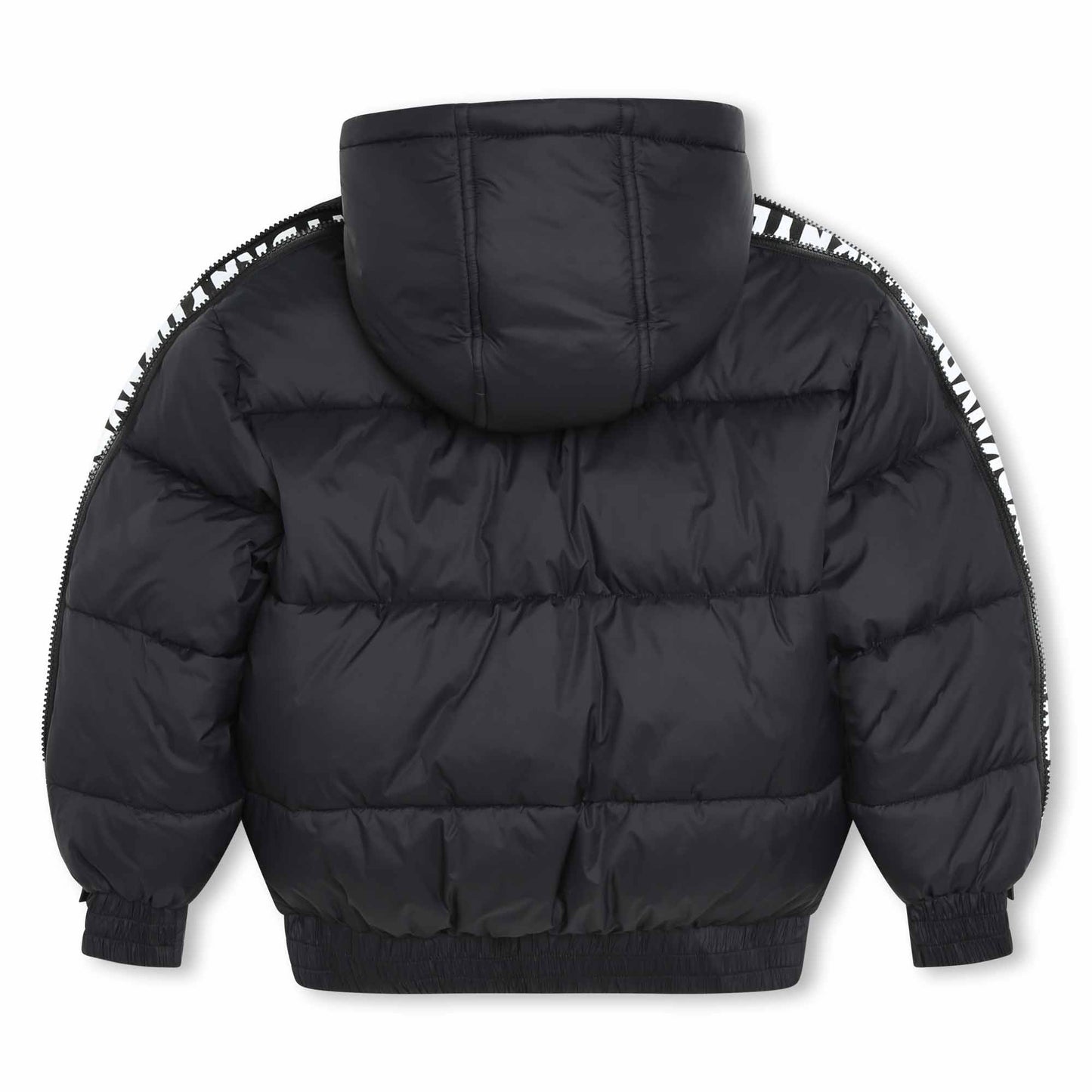 DKNY BLACK ARM LENGTH LOGO PUFFER COAT