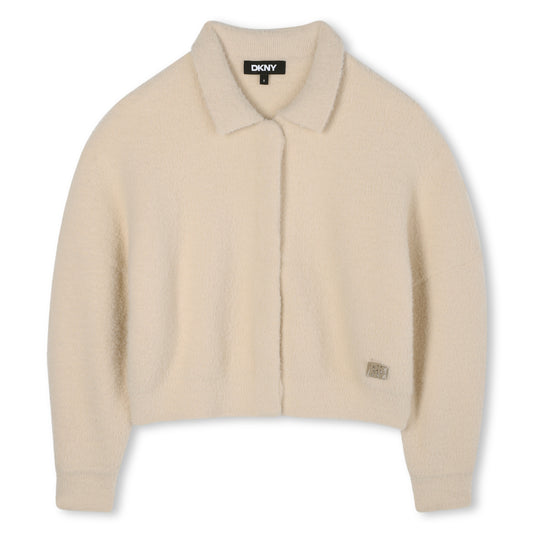 DKNY BEIGE COLLAR KNIT CARDIGAN