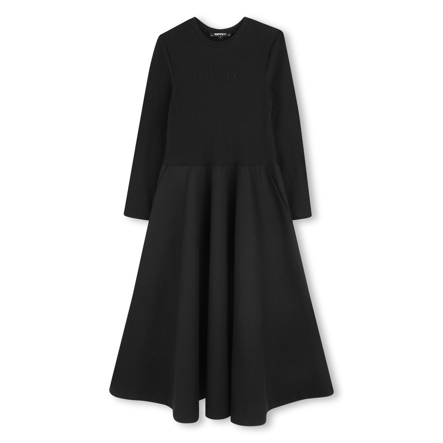 DKNY BLACK LOGO WAISTED DRESS
