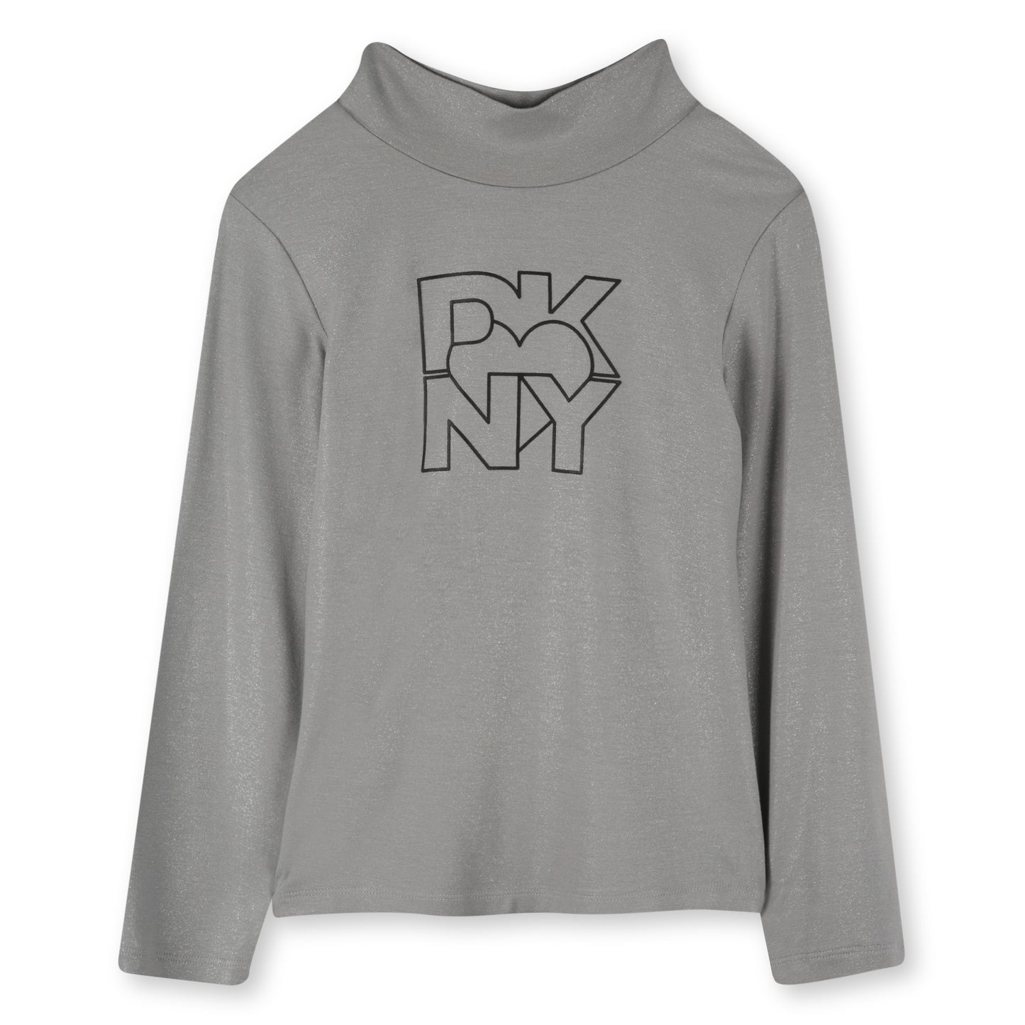 DKNY LIGHT GREY METALLIC LOGO TURTLENECK