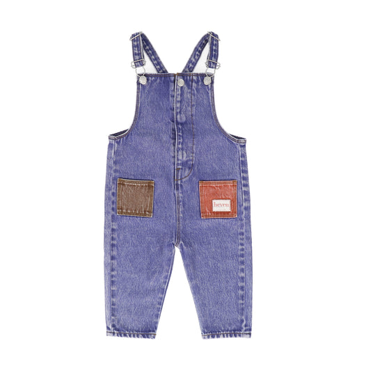 HEVEN CHILD DENIM/PINK POCKET OVERALLS