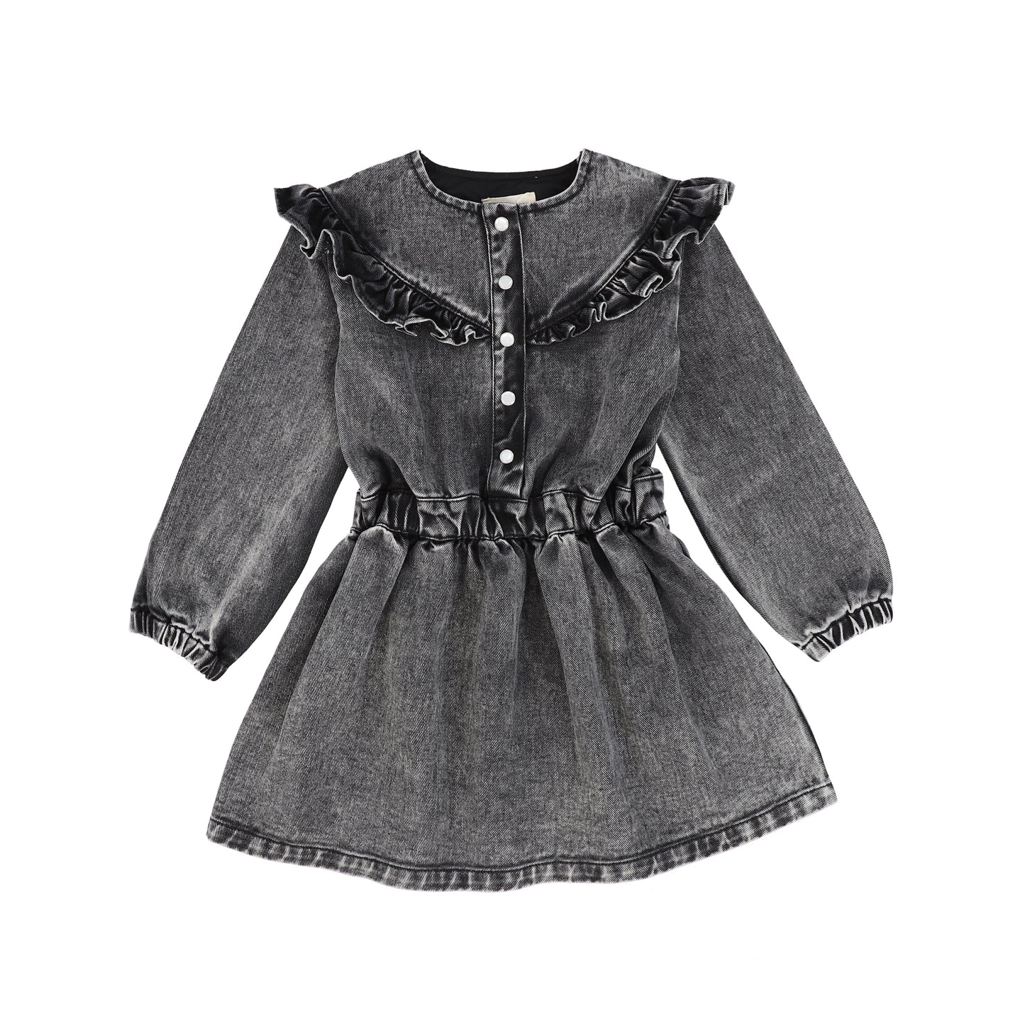 LOUIS LOUISE GREY DENIM WASH BUTTON DRESS