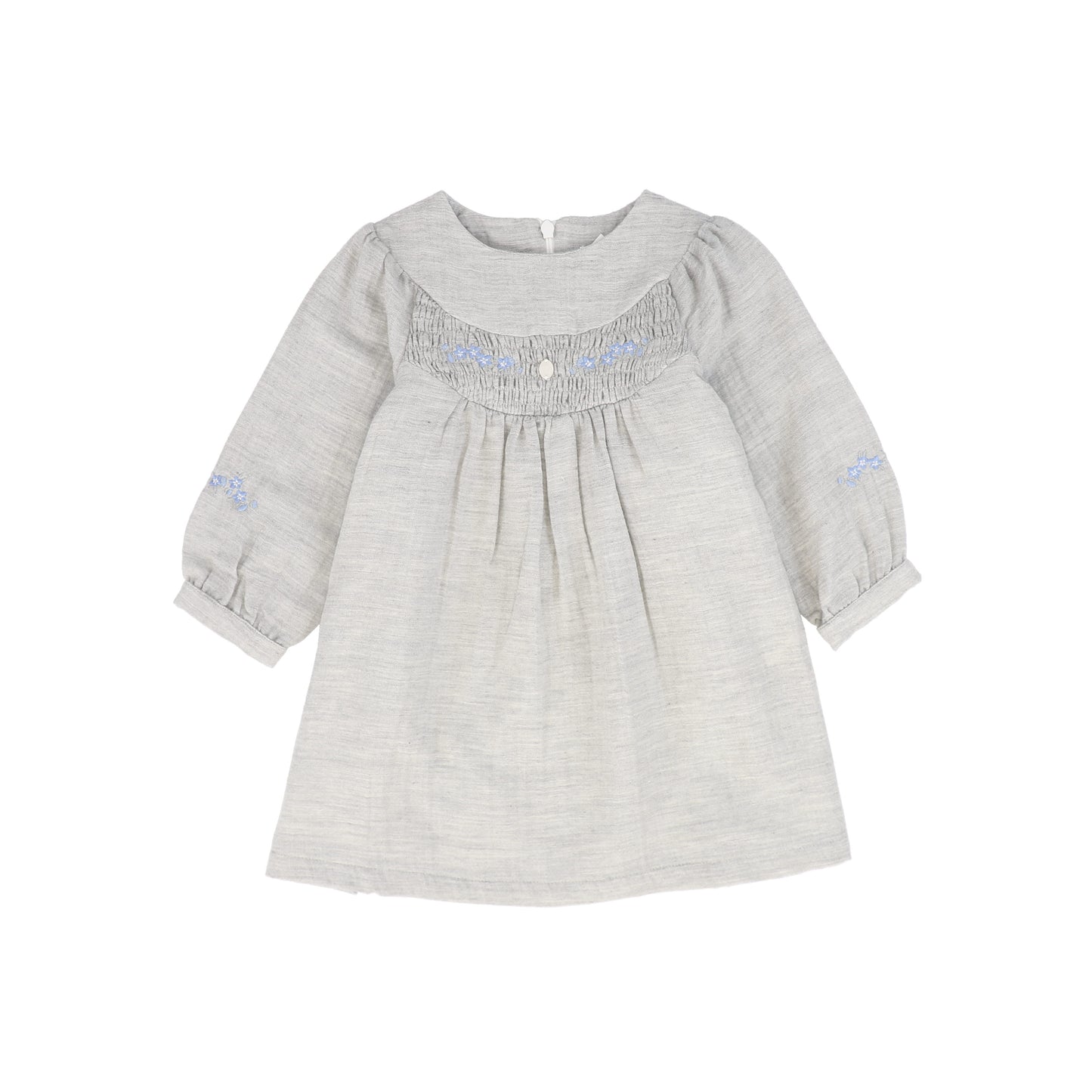 PATACHOU LIGHT GREY EMBROIDERED SMOCK DRESS