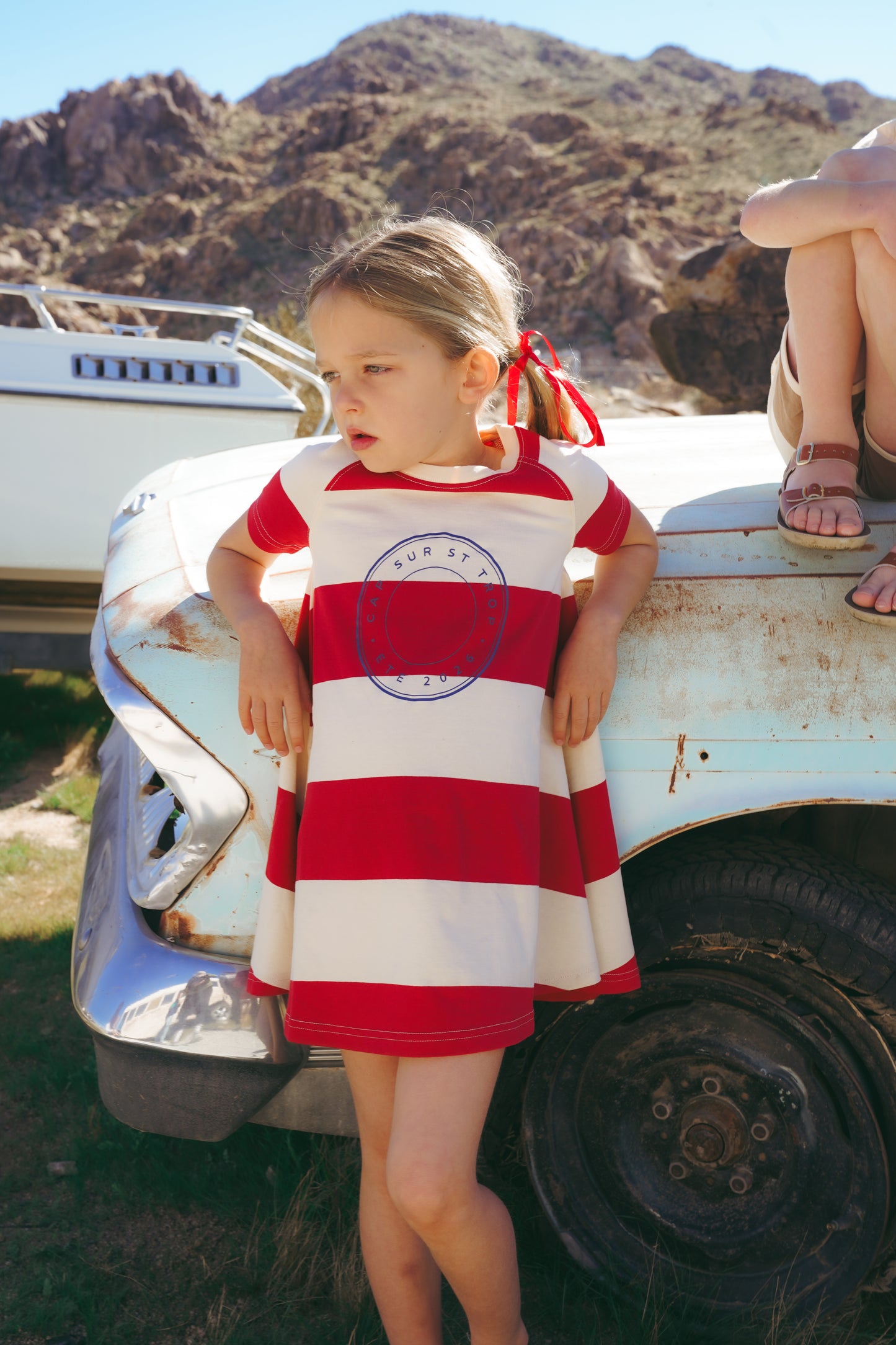 COCO BLANC RED WIDE STRIPE SS DRESS