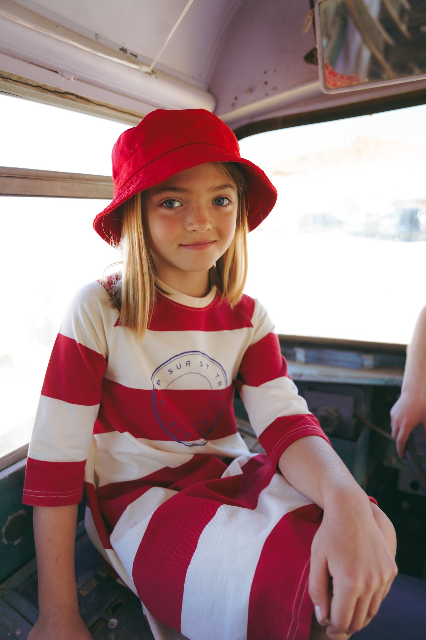 COCO BLANC RED WIDE STRIPE DRESS