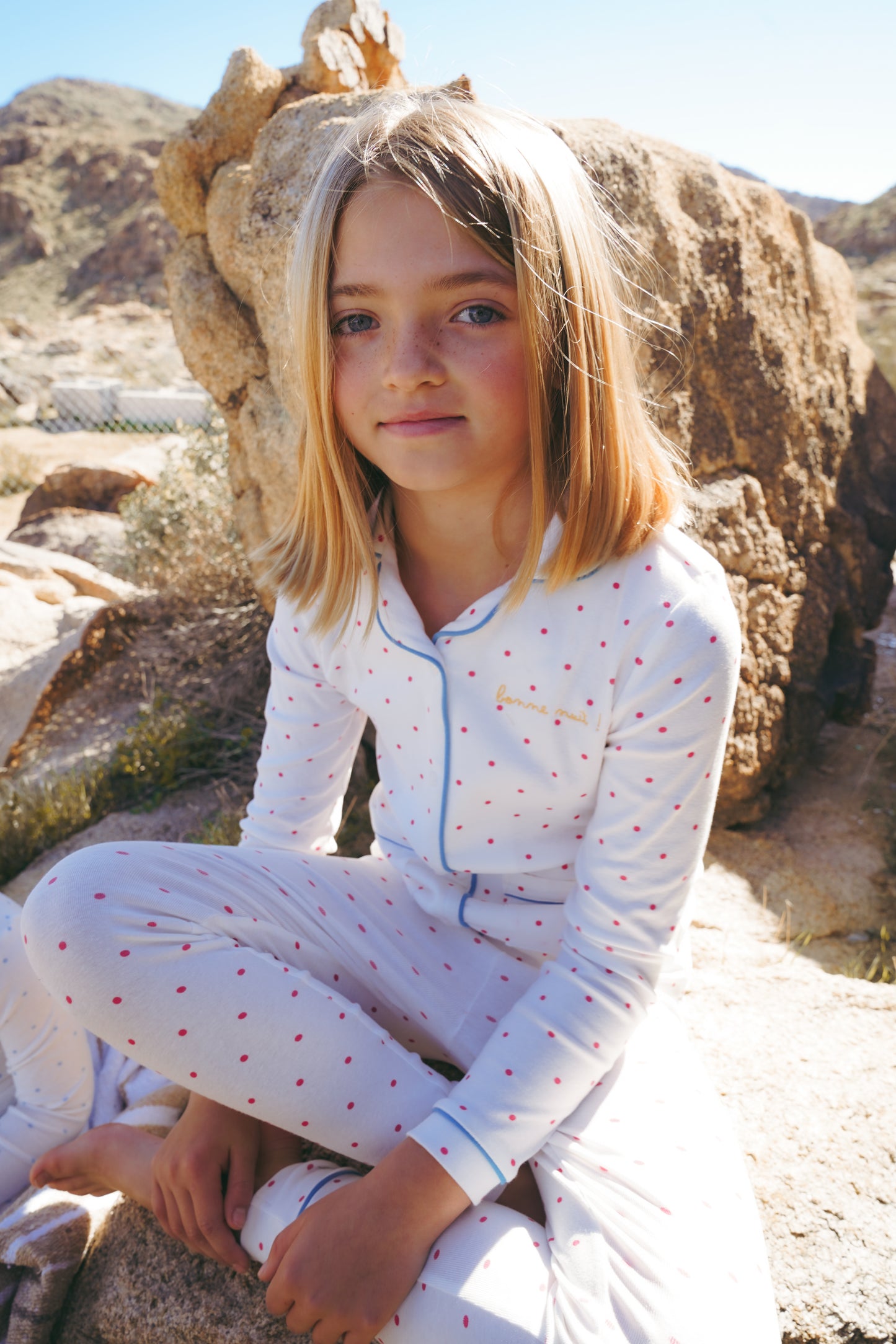 COCO BLANC WHITE/PINK DOTTED PAJAMA SET