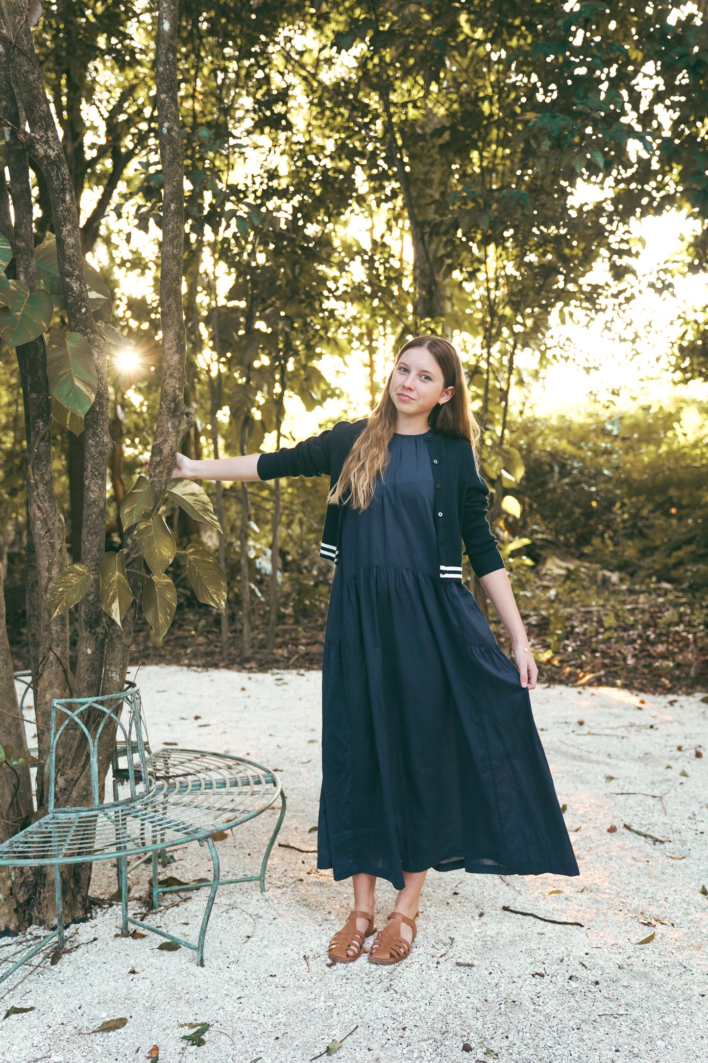 COCO BLANC NAVY GATHERED MAXI JUMPER