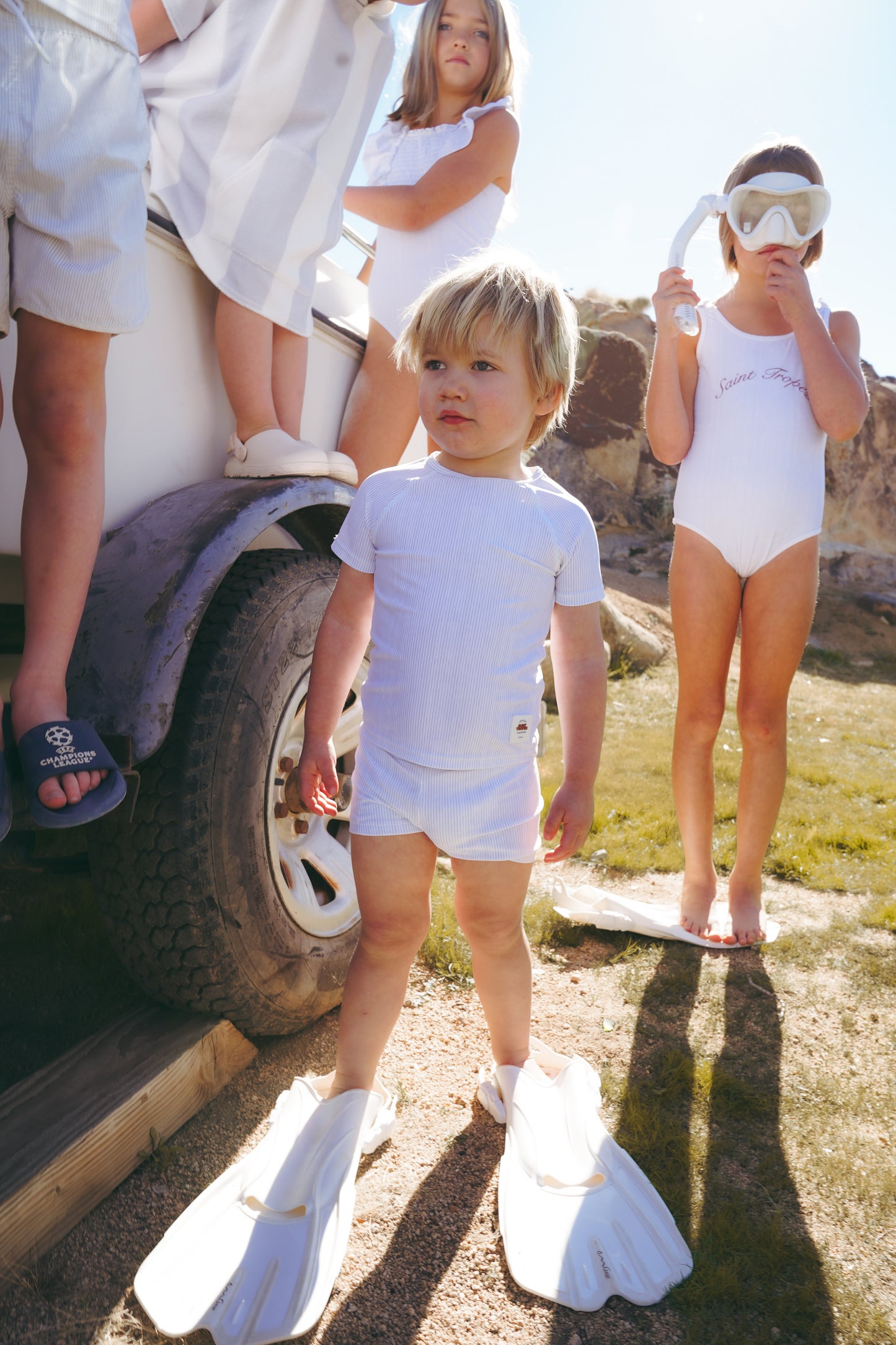 COCO BLANC STRIPED SS SWIM SHIRT
