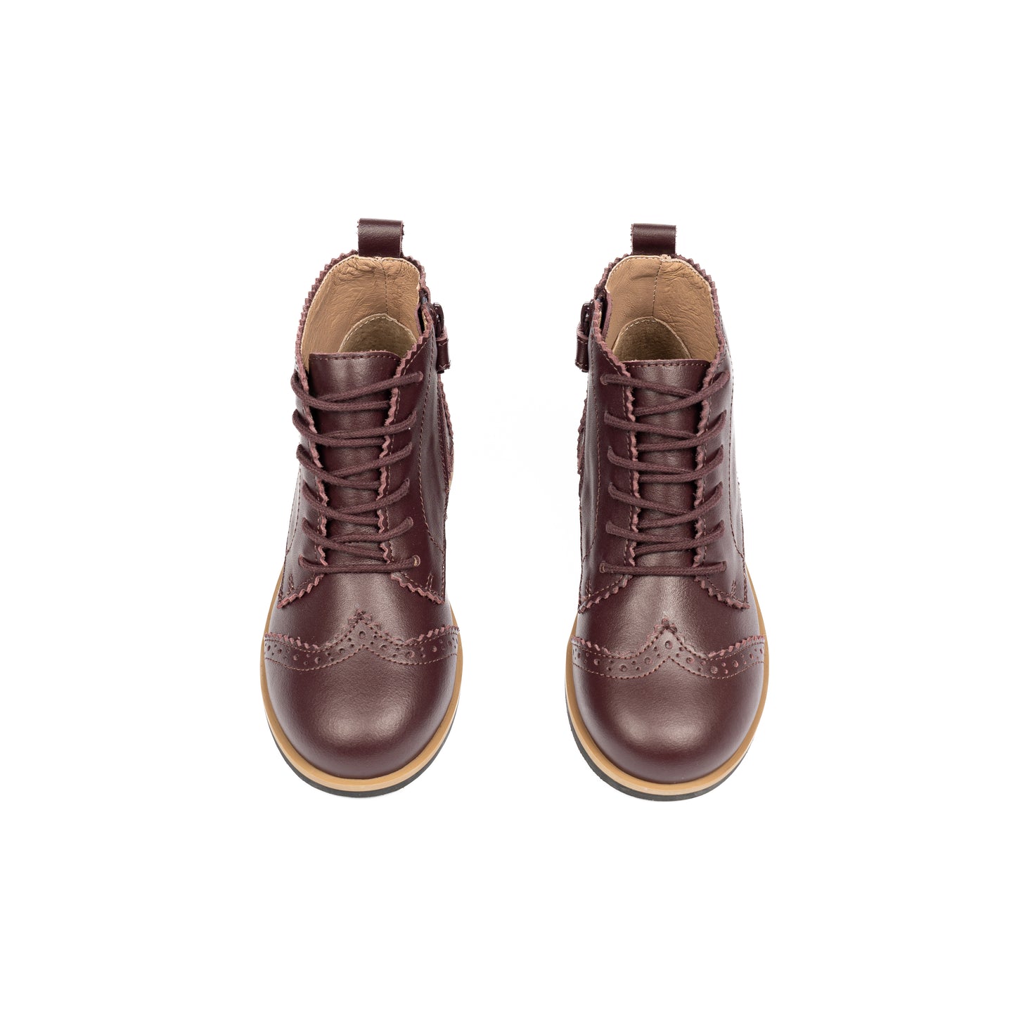 CAMILLE KIDS VINTAGE CHERRY LEATHER WINGTIP BOOTIES