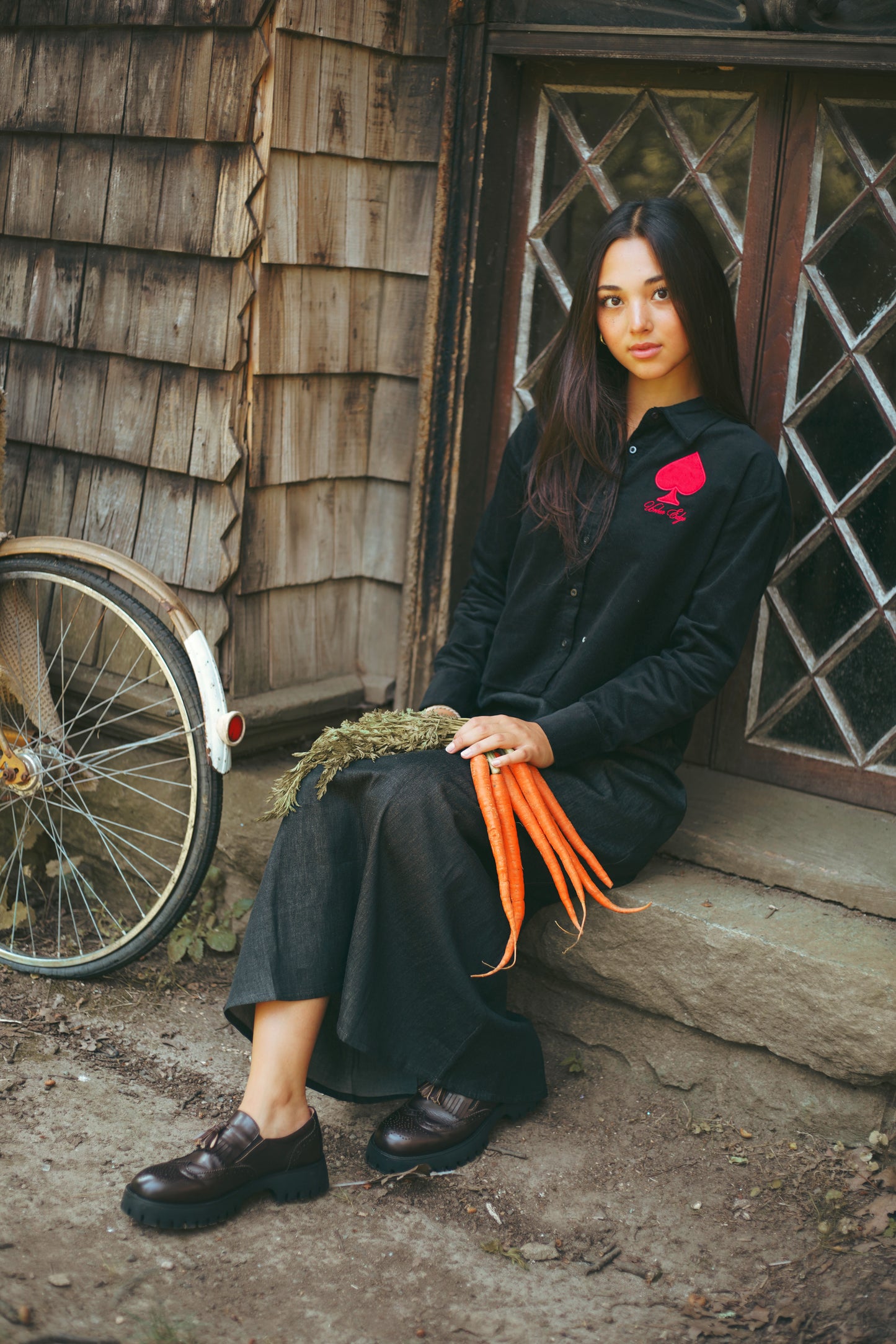 URBAN EDGE BLACK CORDUROY BLOUSE