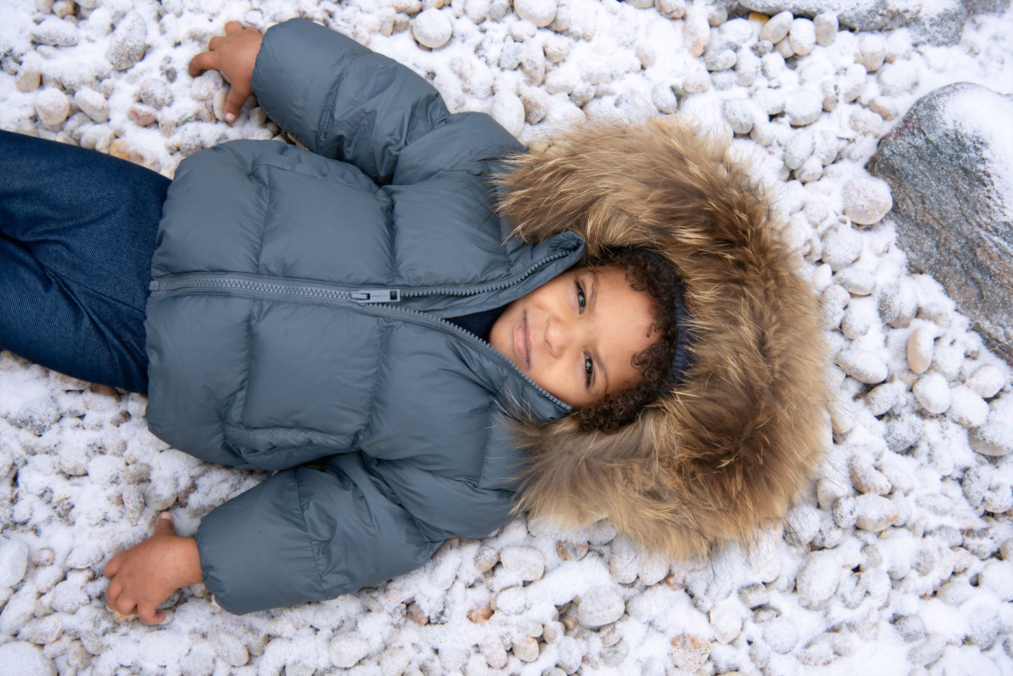 DENALI OCEAN BLUE FUR TRIM PUFFER COAT