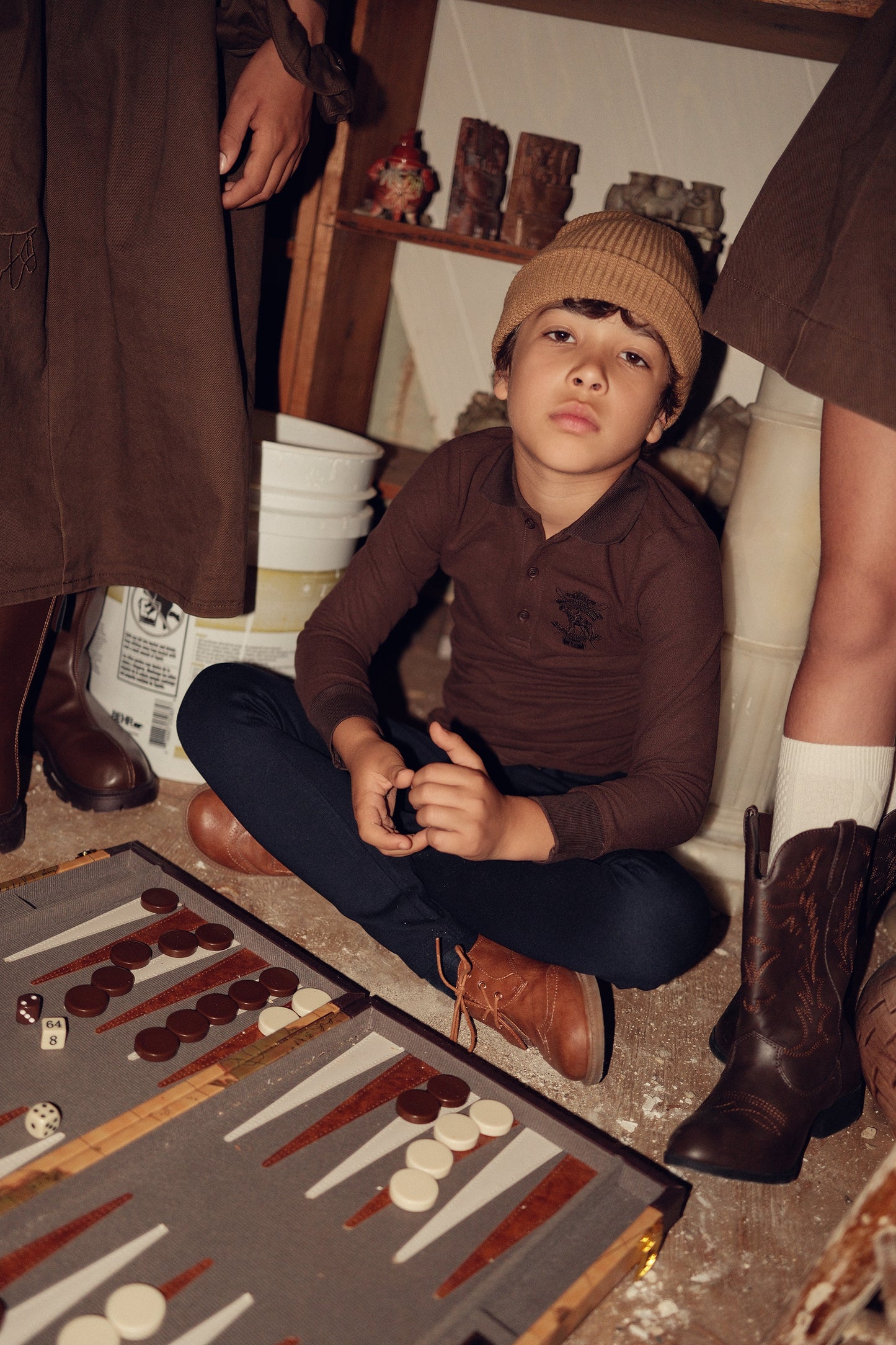 BACE COLLECTION BROWN EMBROIDERED LOGO POLO