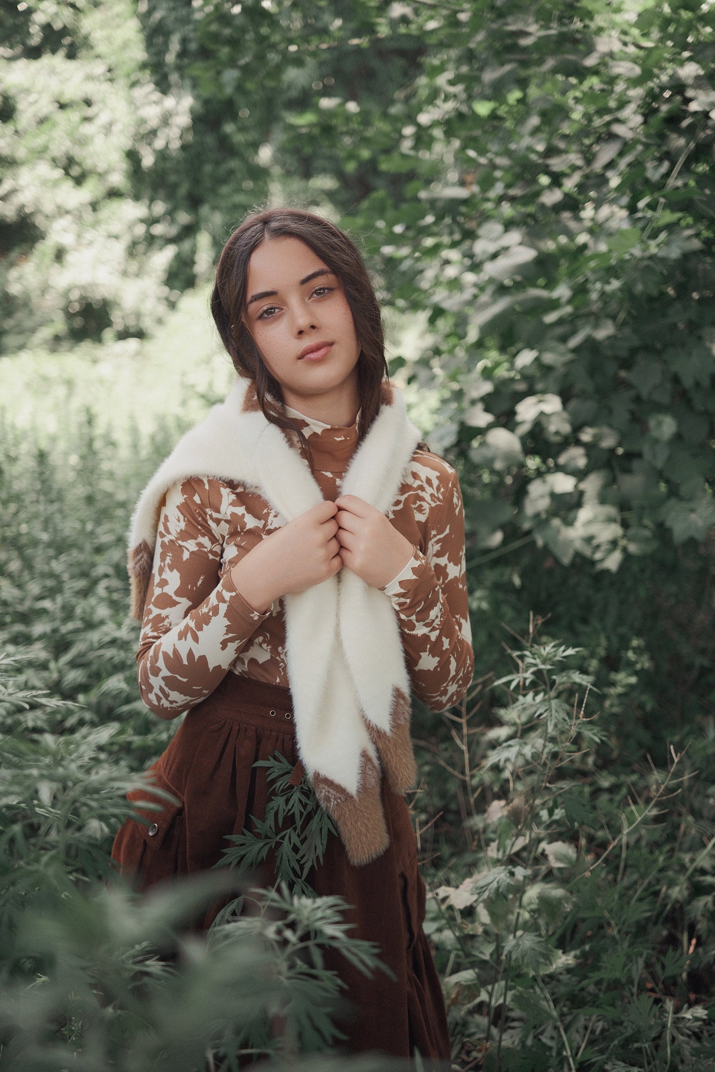 VALENTINA CAMEL PRINT COTTON TURTLENECK