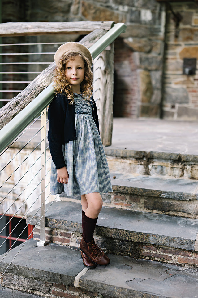 ANALOGIE BLUE PLAID SMOCKED DRESS