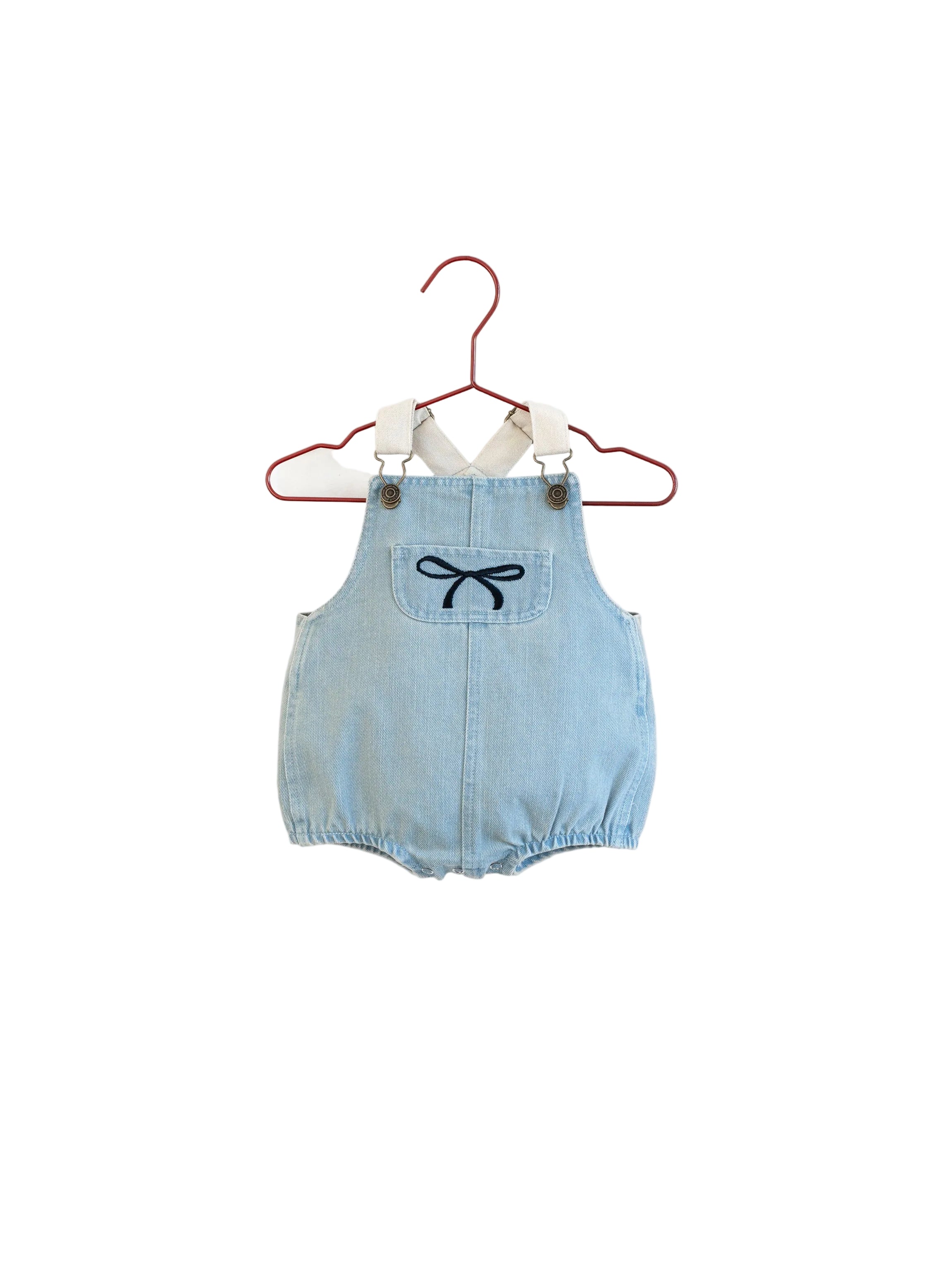 PLEASE MOM BLUE DENIM BOW BARREL ROMPER – Luibelle