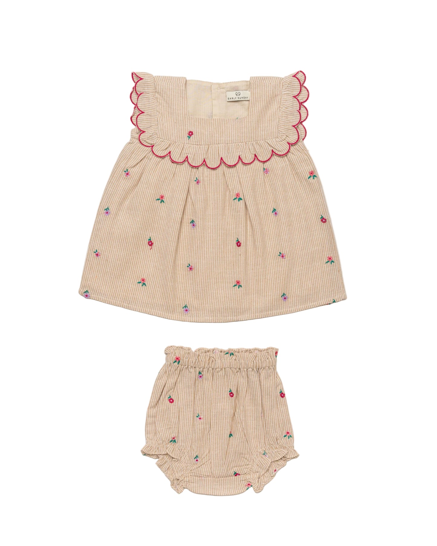 EARLY SUNDAY BEIGE EMBROIDERED BLOOMER SET