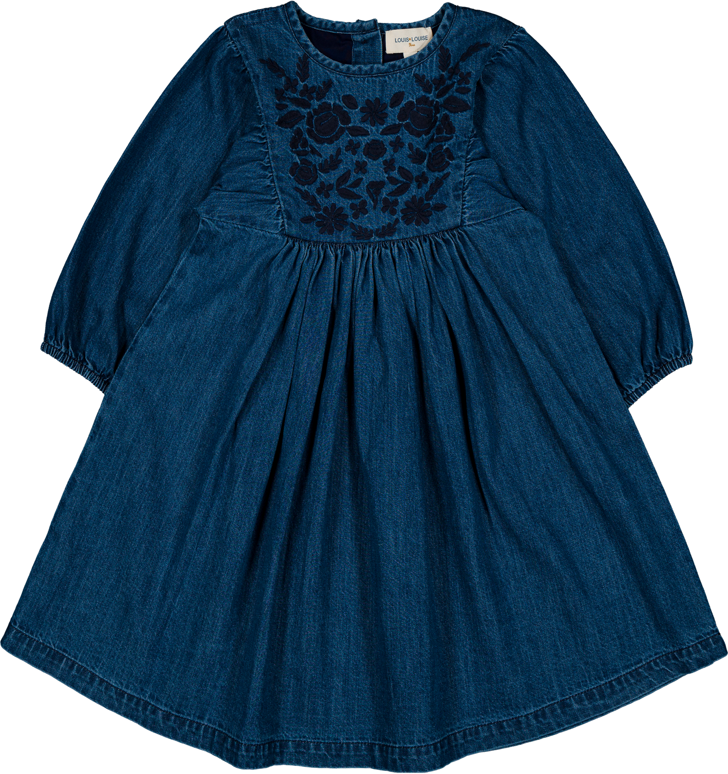 LOUIS LOUISE NAVY EMBROIDERED WAISTED DRESS
