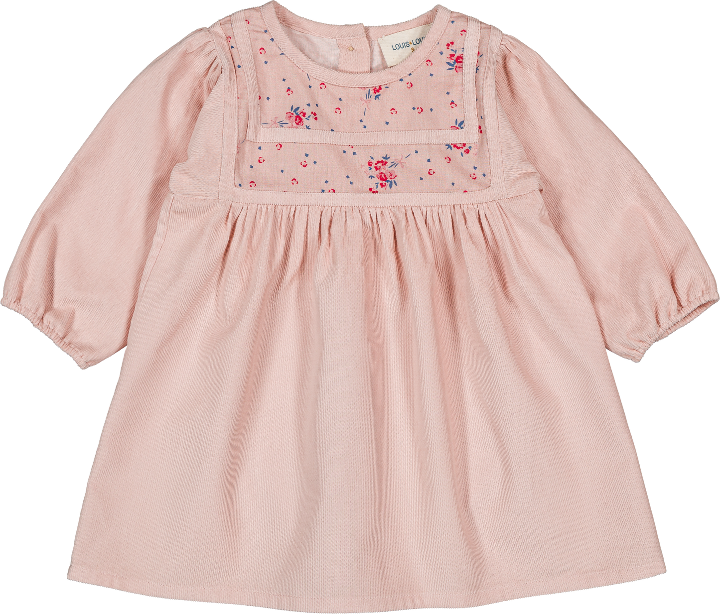 LOUIS LOUISE PINK CORDUROY FLORAL BIB DRESS