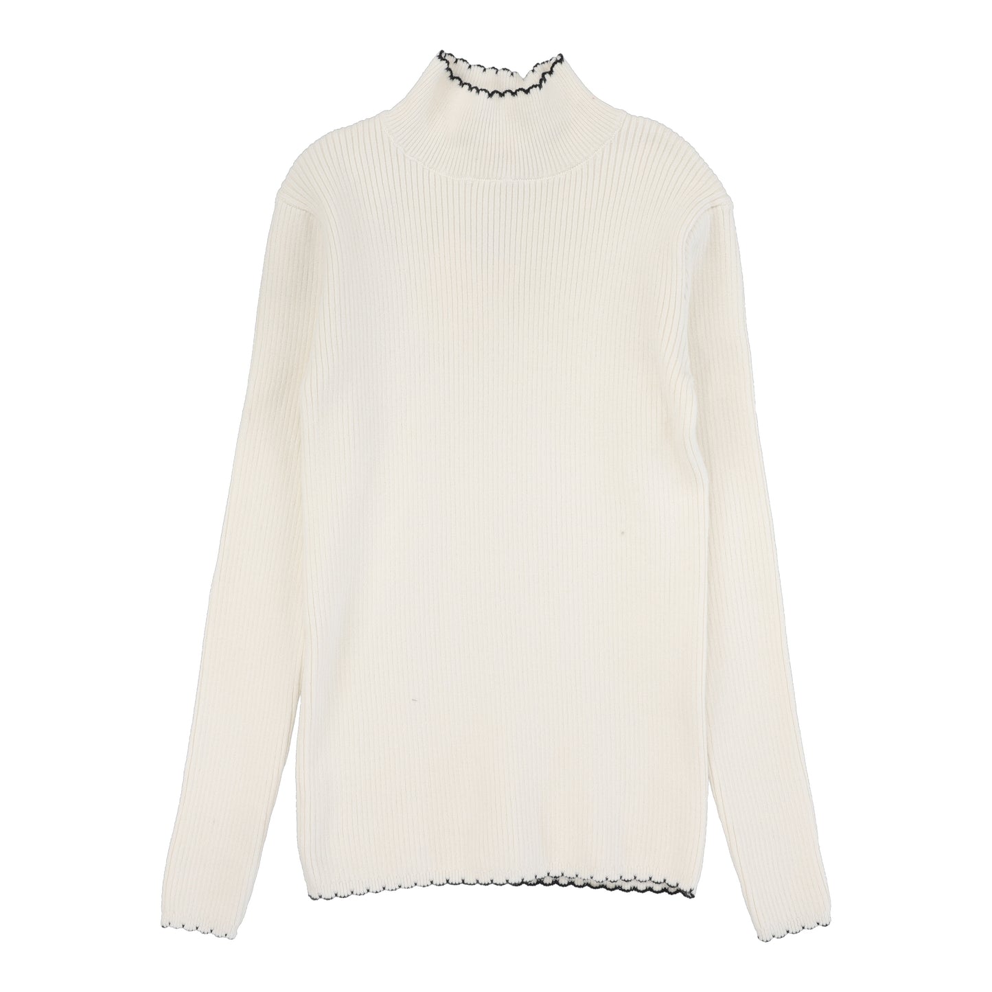 LIL LEGS CREAM SCALLOPED KNIT MOCKNECK