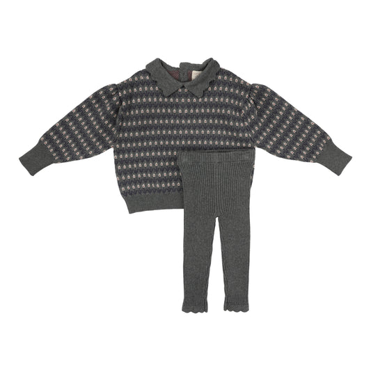 ANALOGIE MID GREY MULTI FLORAL KNIT SET