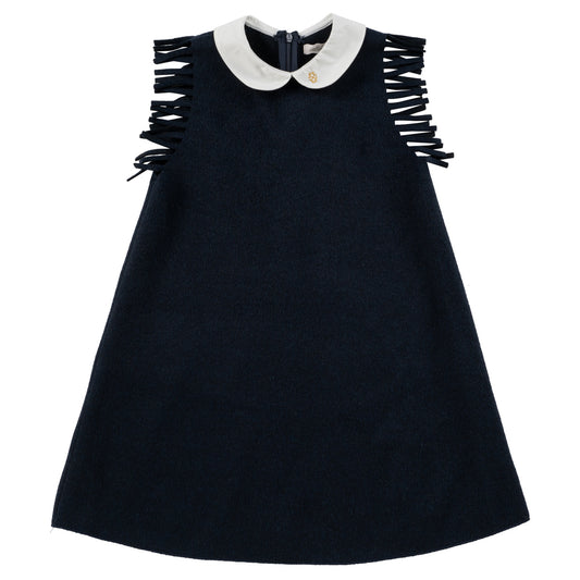 COTTIER NAVY/WHITE PETER PAN COLLAR FRINGE DRESS