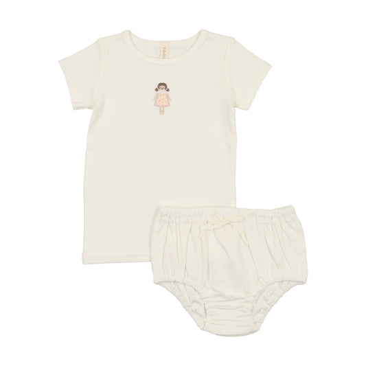 LILETTE WHITE DOLL EMBROIDERED BLOOMER SET [FINAL SALE]