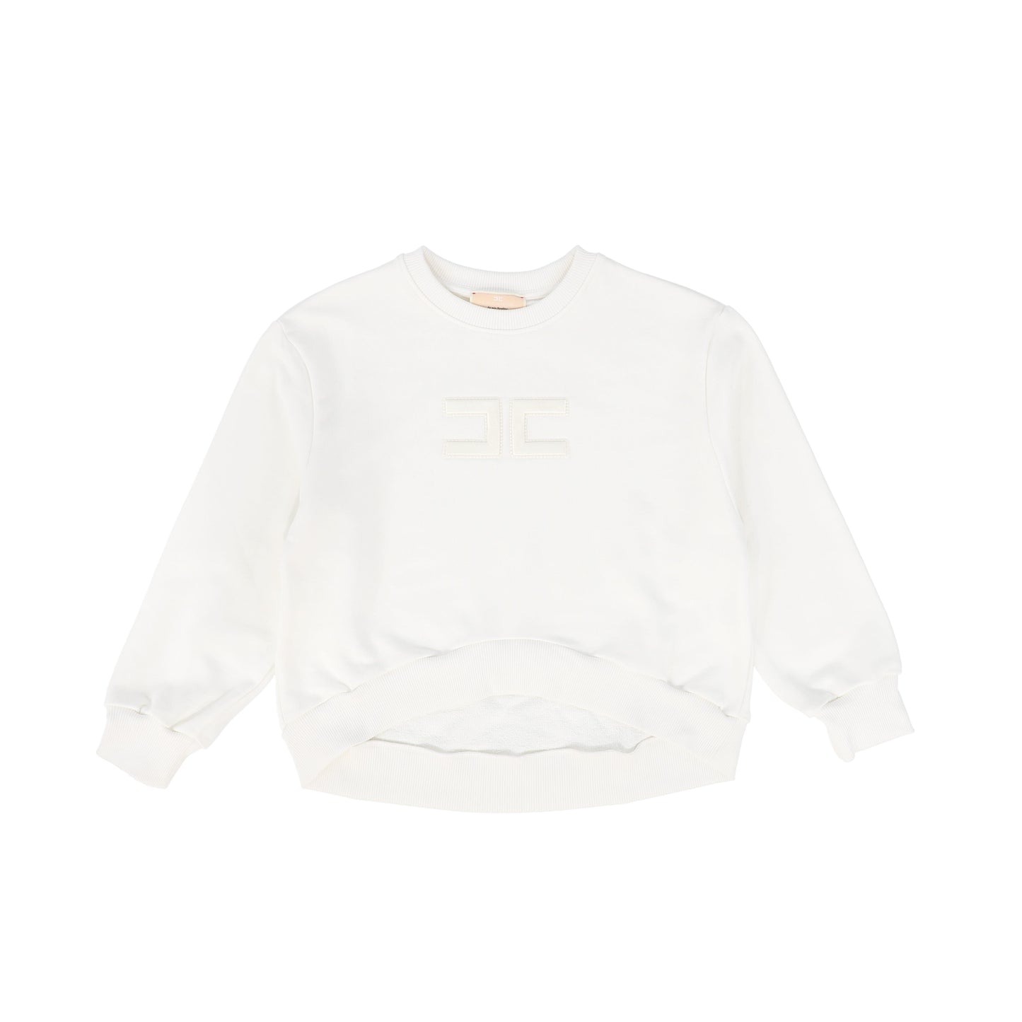 ELISABETTA FRANCHI WHITE LOGO ASYMMETRICAL SWEATSHIRT
