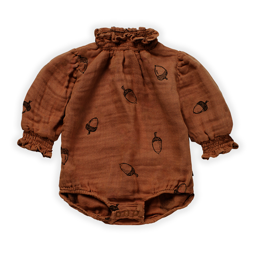 SPROET & SPROUT CHESTNUT ACORN PRINT ROMPER