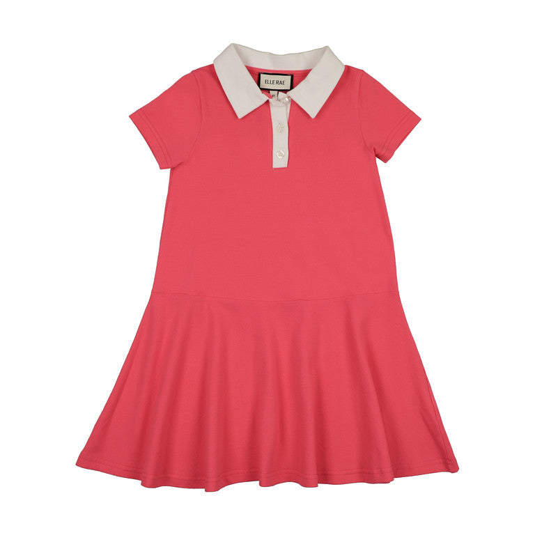 ELLE RAE HOT PINK CONTRAST COLLAR PIQUE DRESS [FINAL SALE]  Luibelle