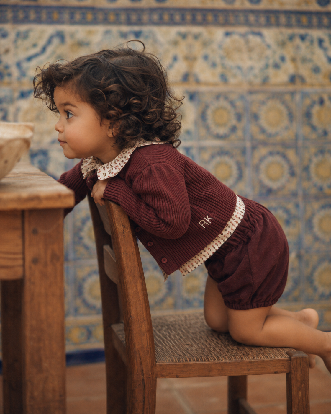 RETRO KID BURGUNDY CARDIGAN