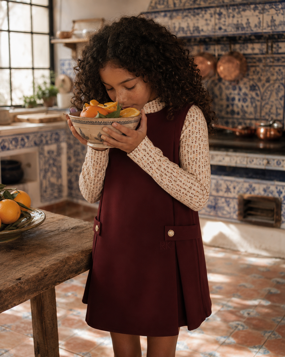 RETRO KID FLORAL PRINT TURTLENECK TOP