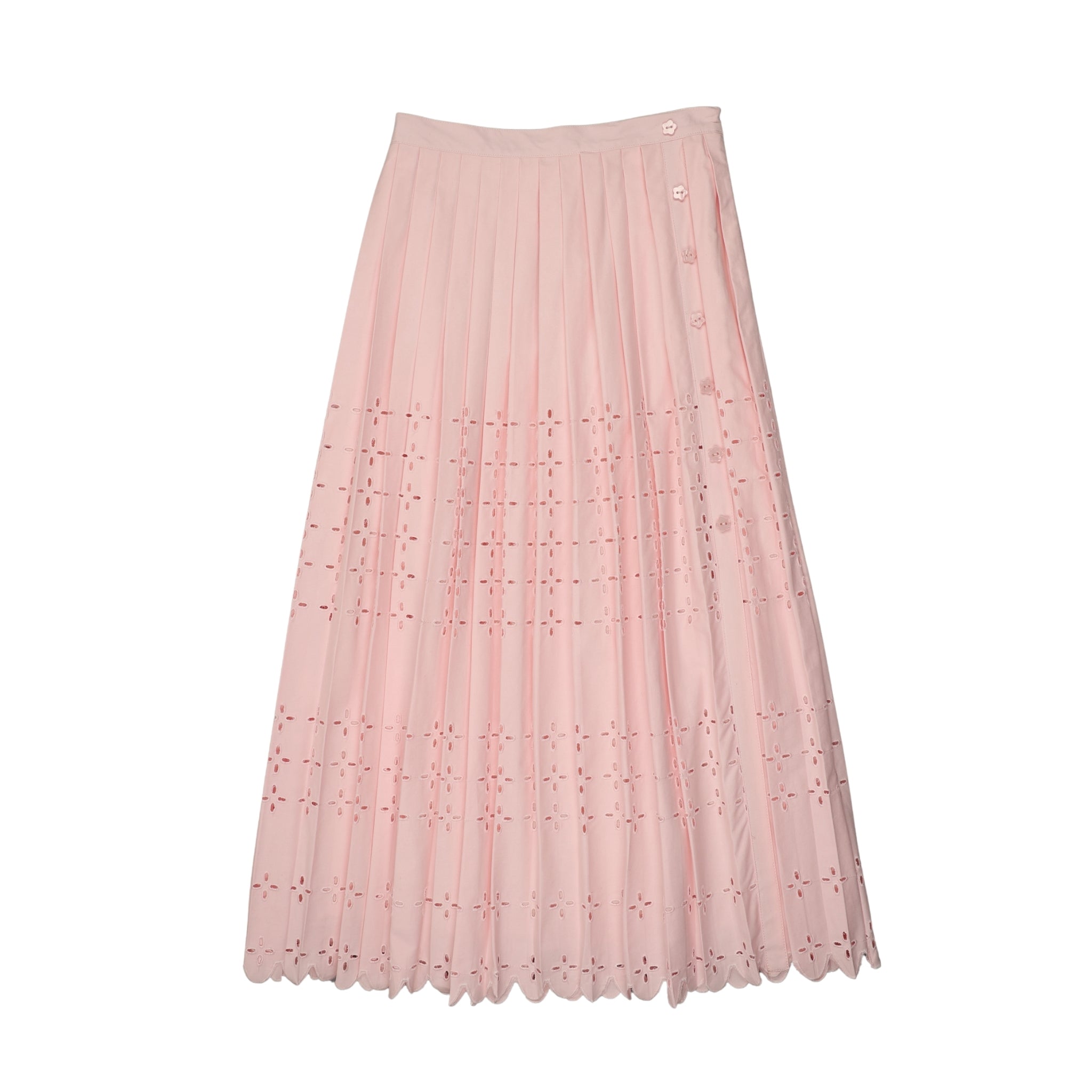 URBAN EDGE PINK EYELET PLEATED MIDI SKIRT [FINAL SALE] – Luibelle