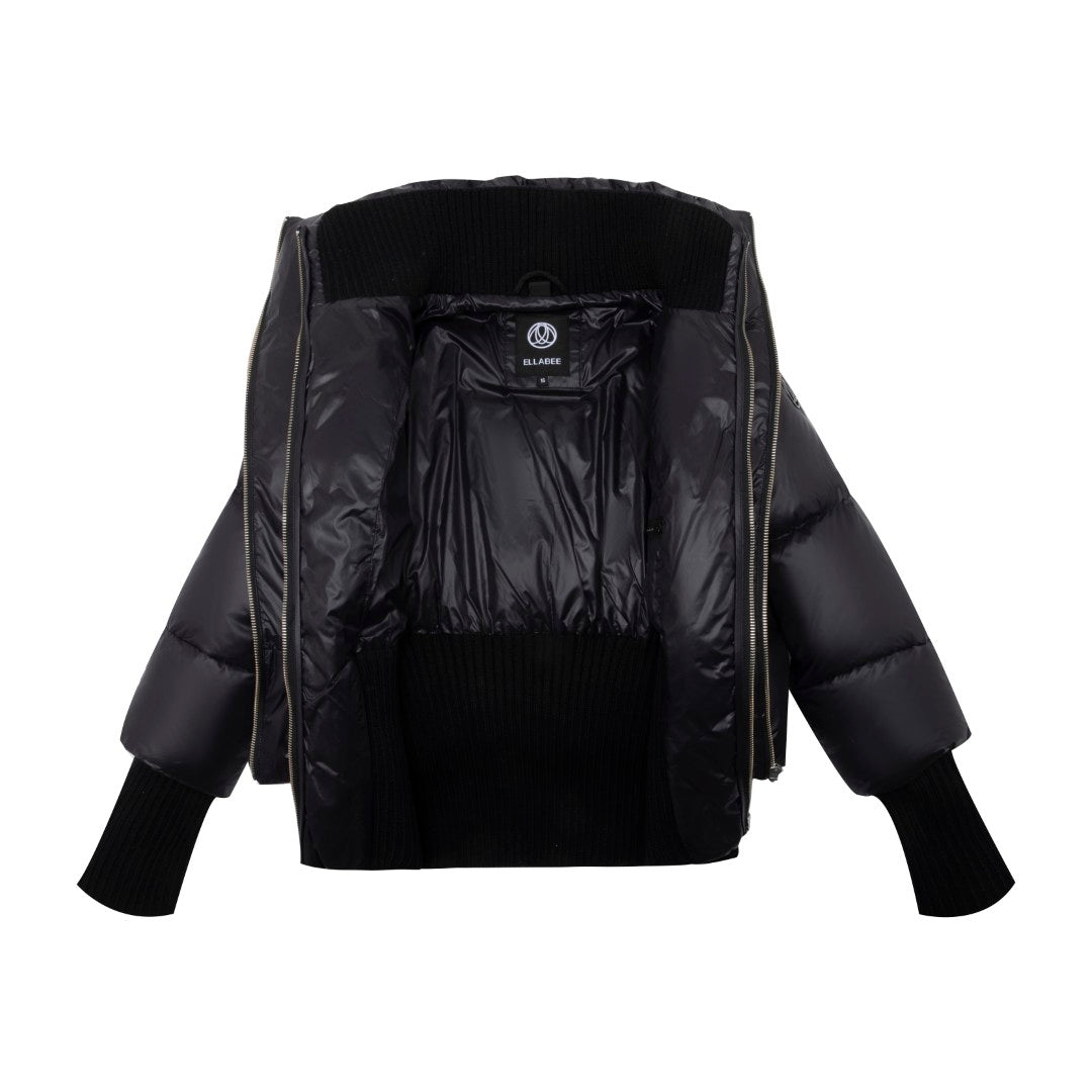 ELLABEE BLACK PUFFER BOMBER COAT