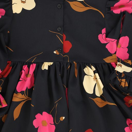 CHRISTINA ROHDE BLACK FLORAL PRINT WAISTED DRESS