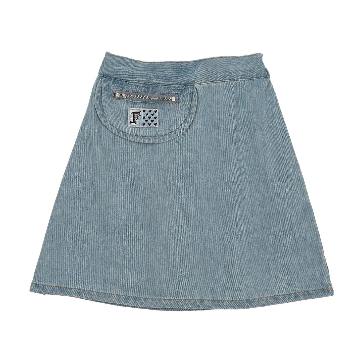 FROO STYLE DENIM WASH POCKET SKIRT