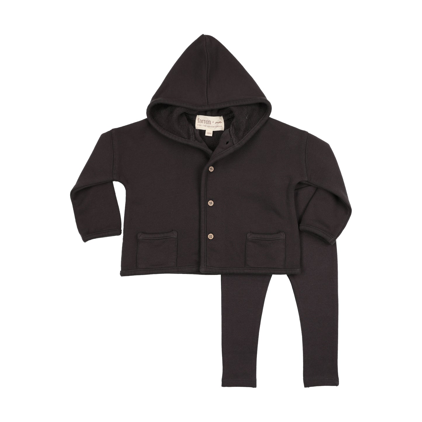 FARREN + ME BLACK WASHED CARDIGAN SET