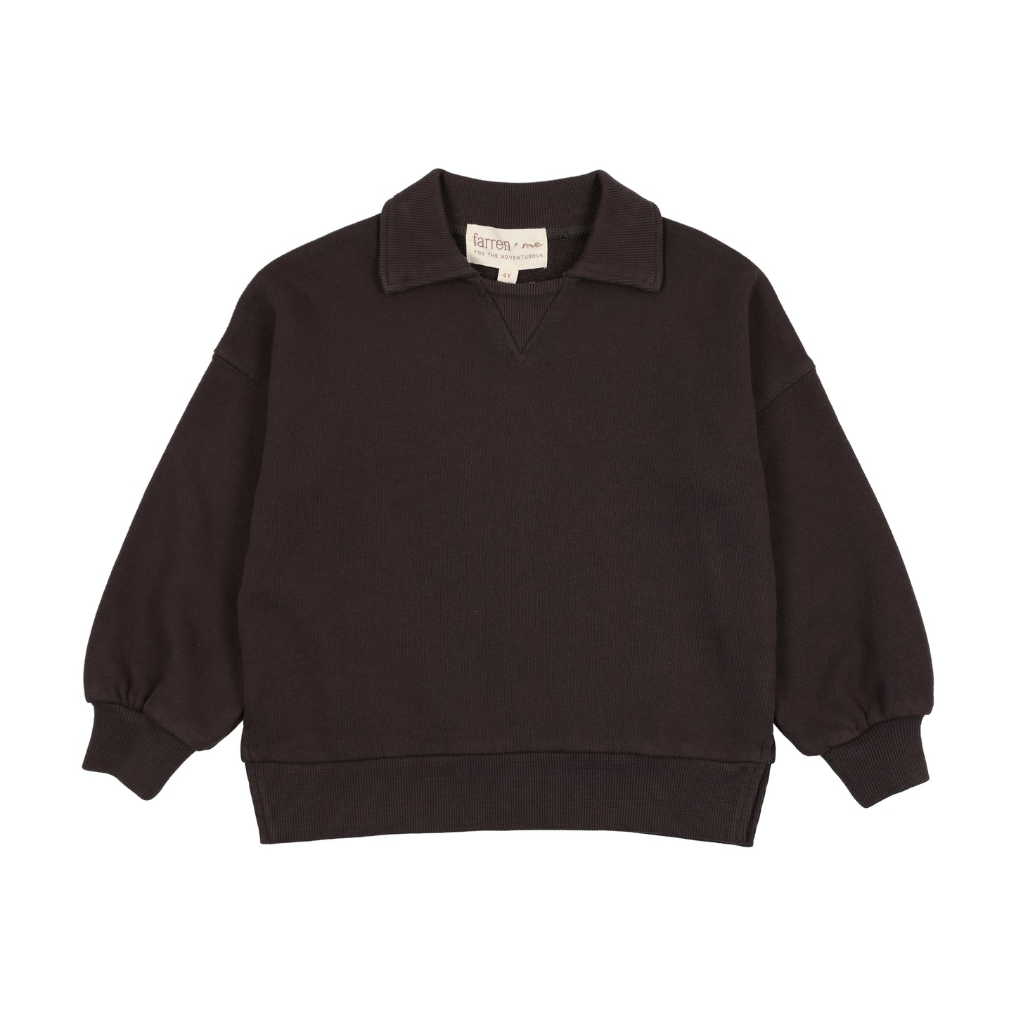 FARREN + ME BLACK WASHED POLO SWEATSHIRT