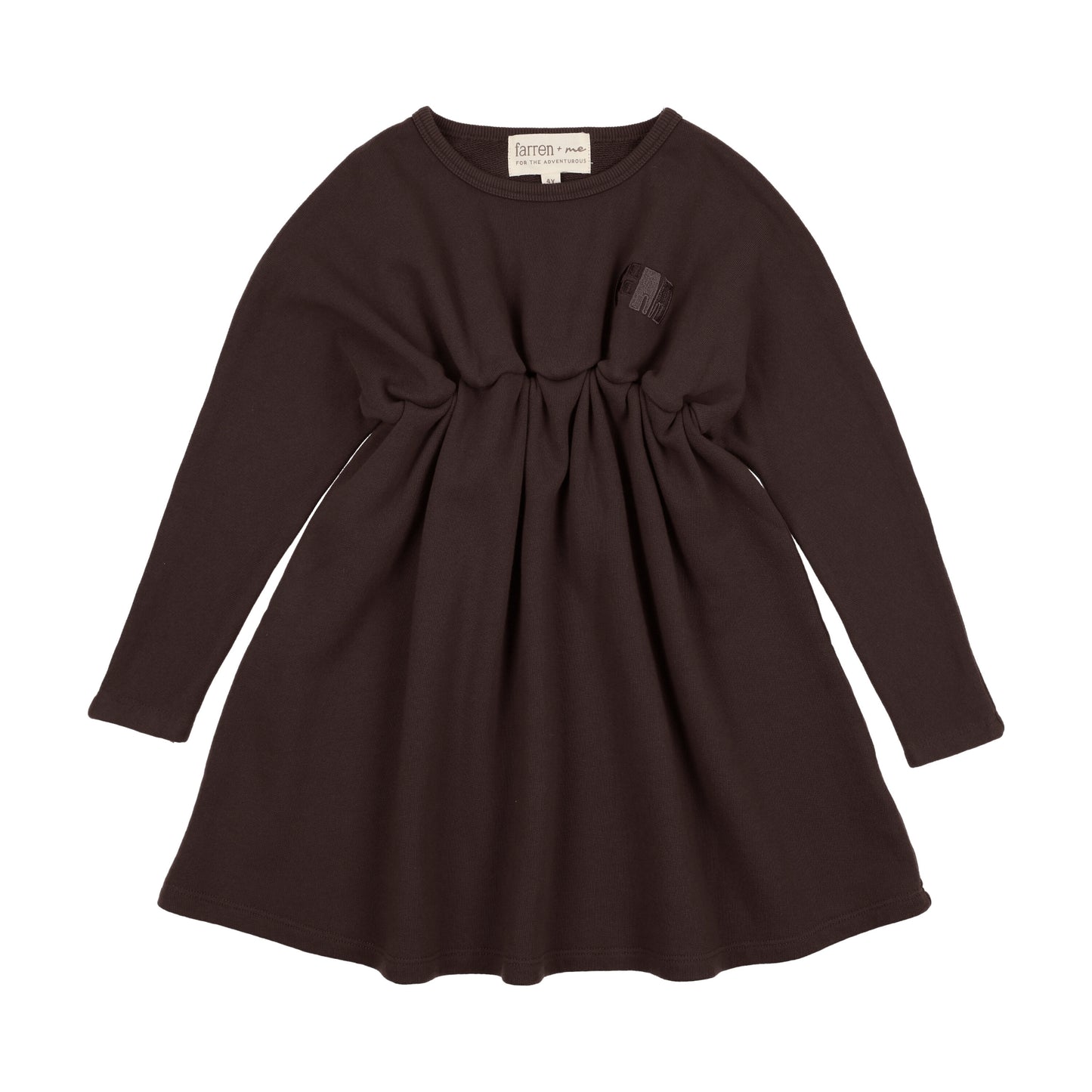 FARREN + ME BLACK WASHED PUFF SLEEVE DRESS