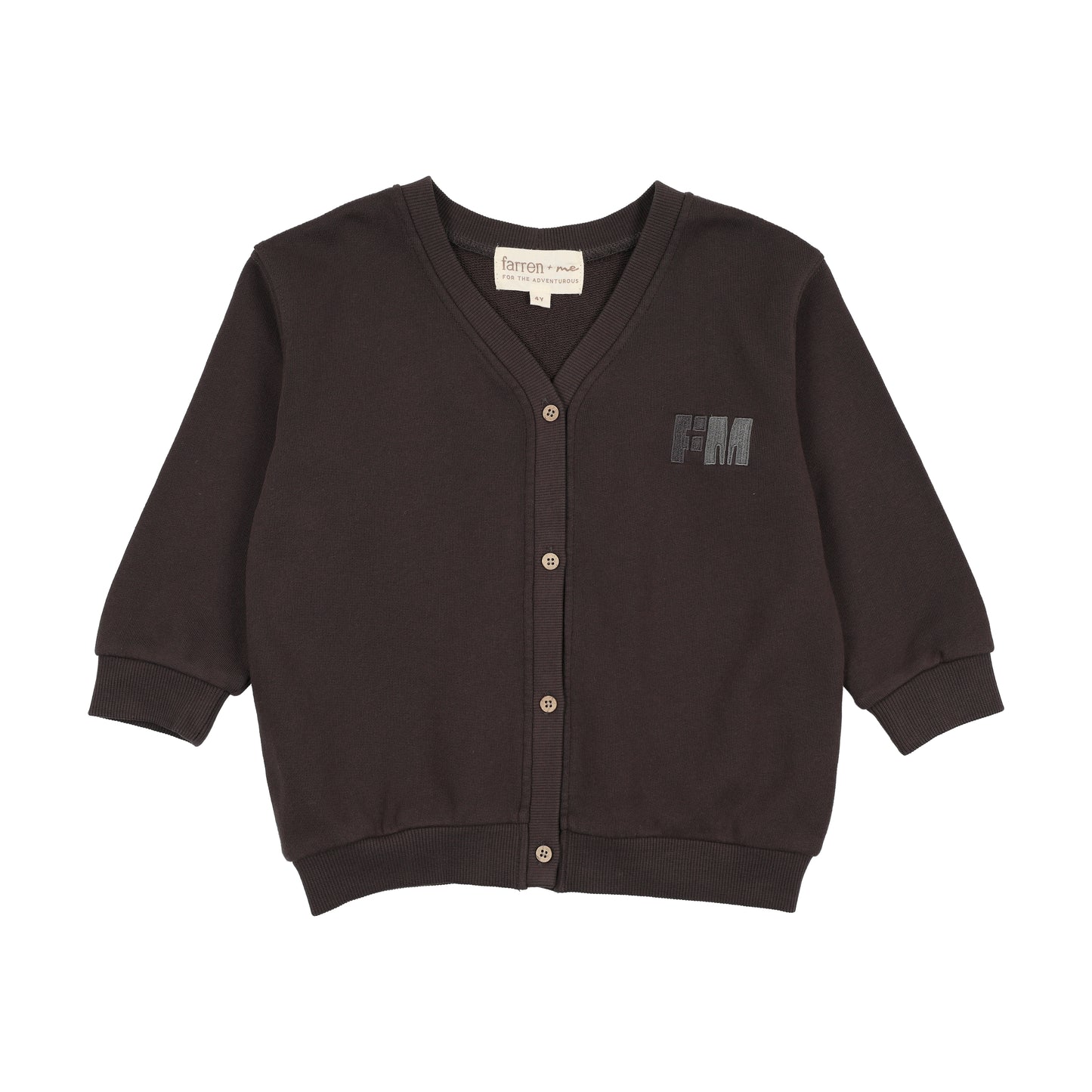 FARREN + ME BLACK WASHED SWEATSHIRT CARDIGAN