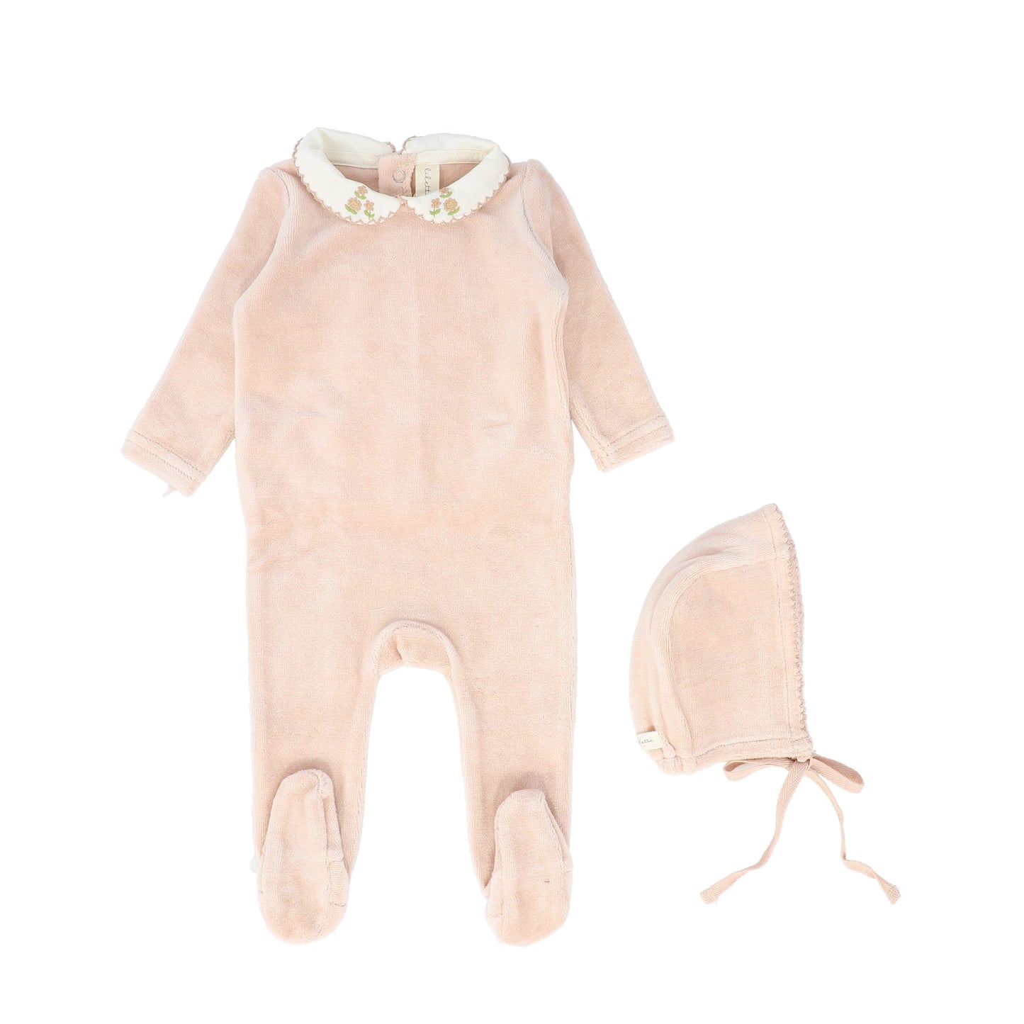 LILETTE DUSTY PINK VELOUR COLLAR FOOTIE SET
