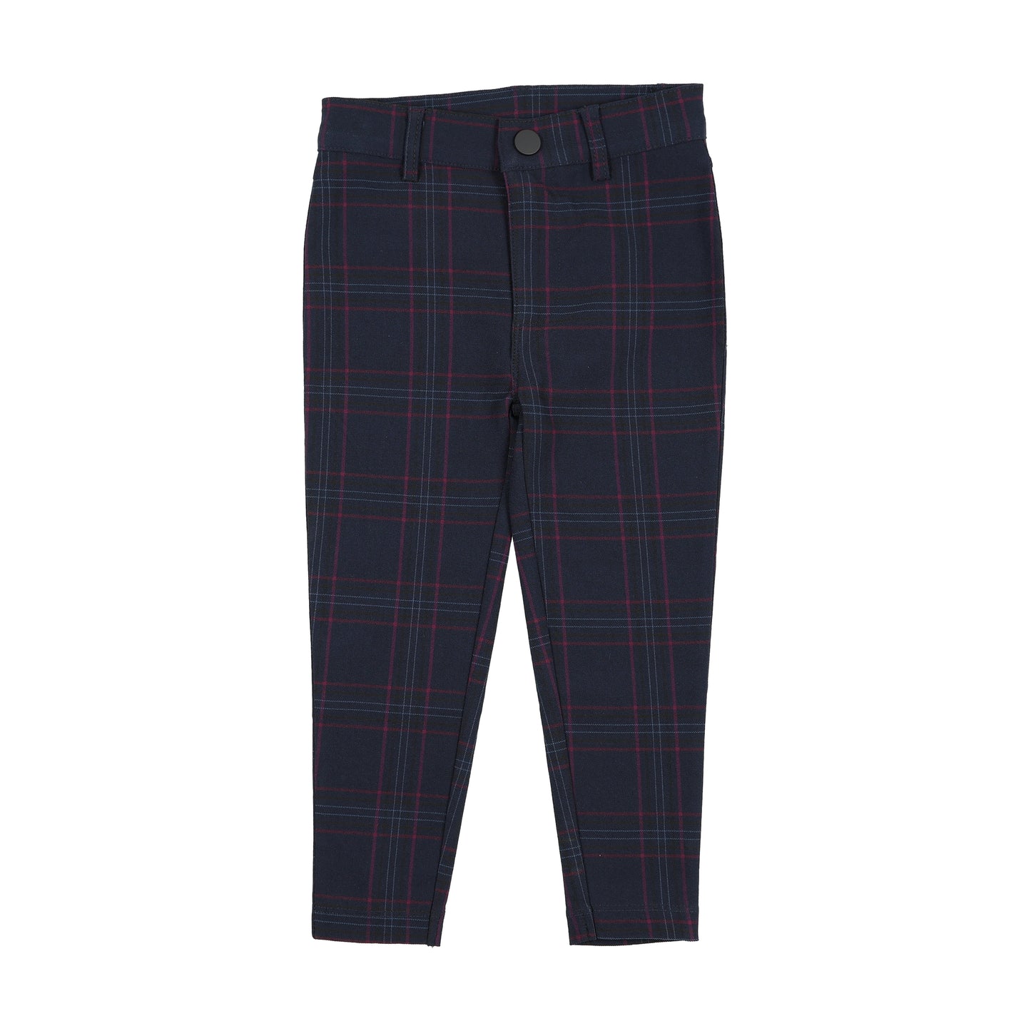 ANALOGIE NAVY/BURGUNDY PLAID PANTS