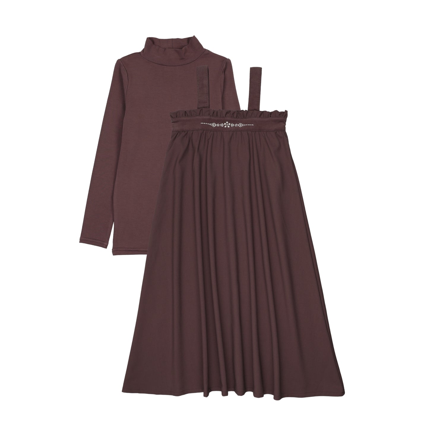 LIL LEGS VINTAGE PURPLE EMBROIDERED MAXI MOCKNECK SET