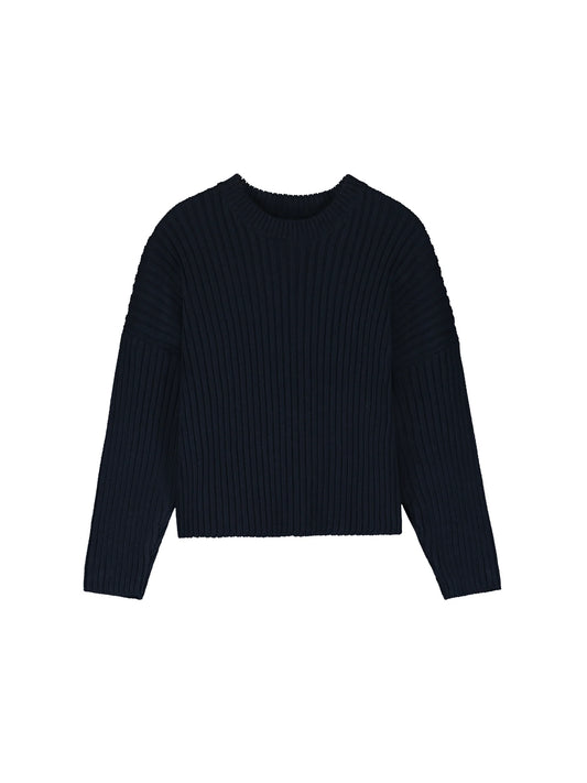 TANGERINE NAVY CHUNKY KNIT SWEATER