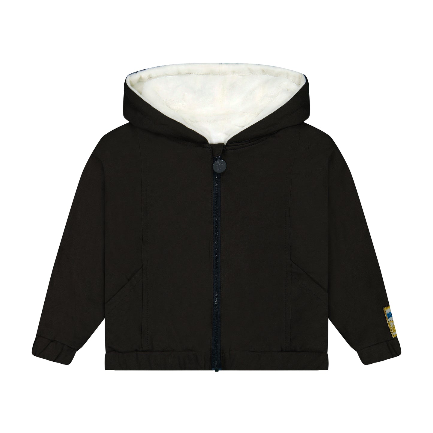 ROOIE AND FRIENDS BLACK FUR LINED HOODED SWEATSHIRT