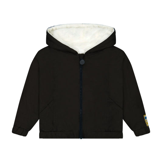 ROOIE AND FRIENDS BLACK FUR LINED HOODED SWEATSHIRT