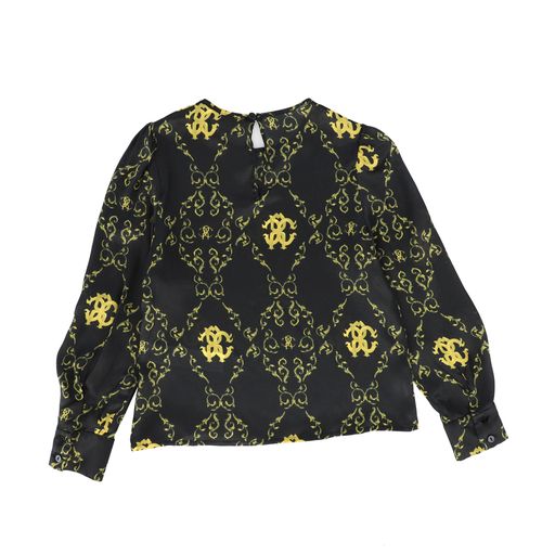 ROBERTO CAVALLI BLACK BAROQUE PRINT TOP